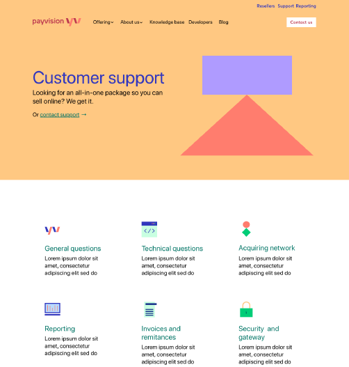 Final Payvision customer page design