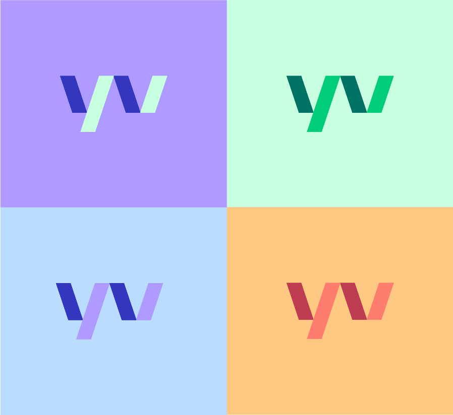 The new Payvision logo in its four brand colour combinations