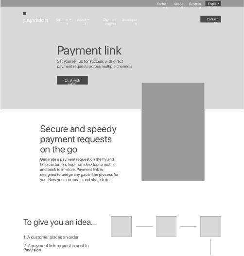 Early design of the Payvision payment links page