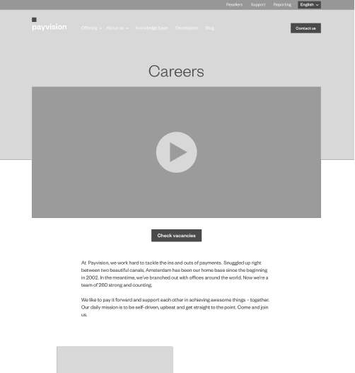 Wireframe of the Payvision careers page