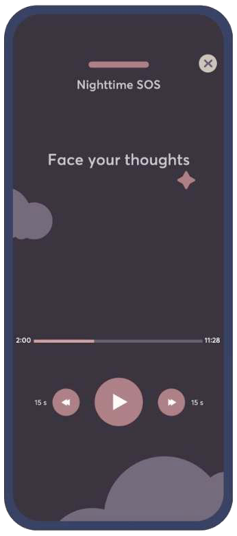 Nighttime SOS audio player playing Face your thoughts