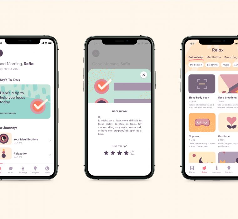 Shleep product screens